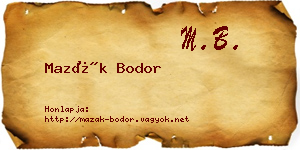 Mazák Bodor névjegykártya